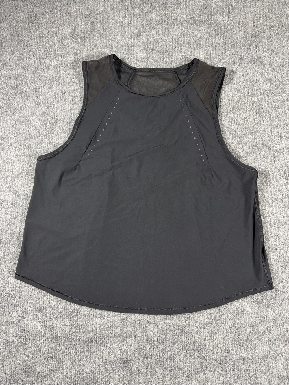 Lululemon Sculpt Cropped Black Tank Top Sheer Lightweight Breathable